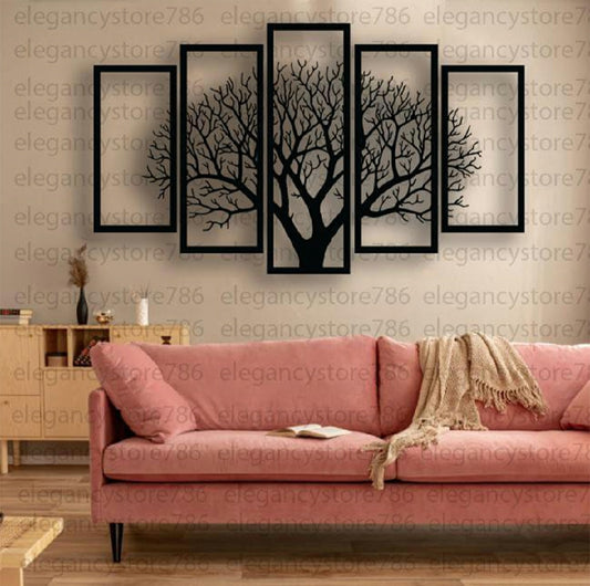 Evento Wooden Wall Art 5 frame Tree Panels