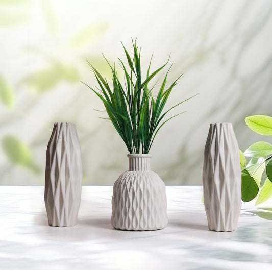 Pack of 3 Plastic Flower Vase High Quality Material Home Decoration Items